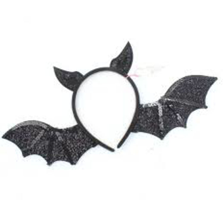 Picture of 8107-Black Glitter Bat Wing Headband Glamourous- Halloween